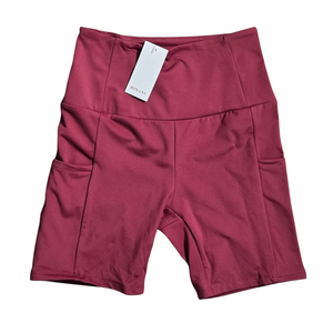 NWT | ROSANC Burgundy High-Rise Biker Shorts | Side Pockets | Small