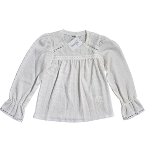 NWT | Speechless Kids Textured Long Sleeve Crochet Trim Top | White | Medium