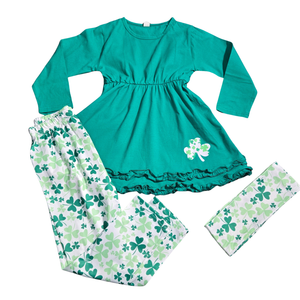 NIP | 3-Piece St. Patrick's Day Tunic, Shamrock Leggings & Matching Headband Set | Teal Green