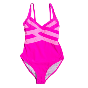 NWT | AIDONGER Hot Pink One-Piece Swimsuit | Light Pink Criss-Cross | M