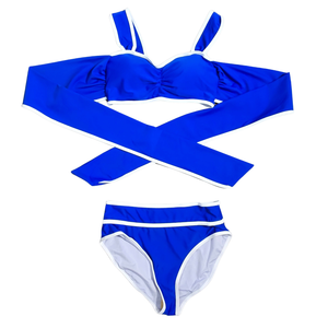 NWOT | Cobalt Blue Wrap-Front 2-Piece Swimsuit | High-Waisted | Medium