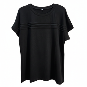 NWOT | Black Pleated Chest Dolman Top | Relaxed Fit | Minimalist | XL