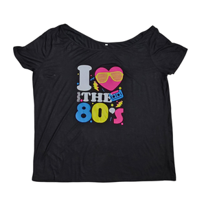 NWOT | "I Love the 80s" Retro Neon Graphic T-Shirt | Plus Size | 5XL