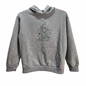 NWT | Grey Cat Graphic Hoodie | Christmas Tree Kittens | 100% Cotton | Small