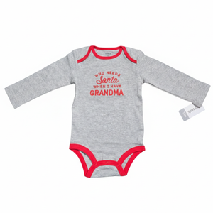 NWT | Carter's "Who Needs Santa When I Have Grandma" Onesie | Grey | 12M