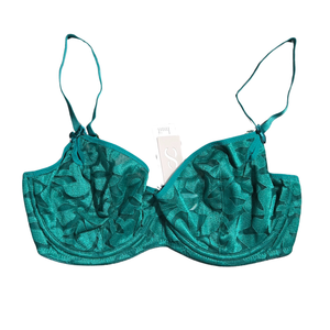 NWT | Huit Paris Teal Green Intricate Lace Underwire Bra | French Luxury | 34E