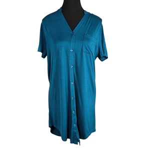 NWT | Teal Blue Short Sleeve Button-Front Nightgown | Sleepwear | S