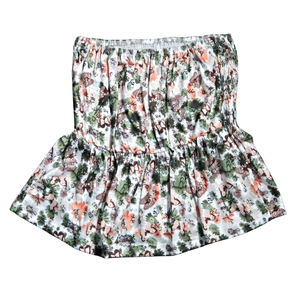 NWOT | Floral Butterfly Print Smocked Tube Top | Ruffle Hem | Size L