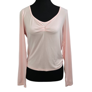 NWT | GGOV Pale Pink Ruched V-Neck Long Sleeve Top | Modern Chic | L