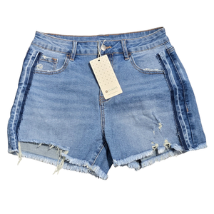NWT | Classic Medium Wash Denim Shorts | Frayed Raw Hem | Size 8