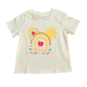 NWOT | "HELLO KINDERGARTEN" School Graphic T-Shirt | Cream | Size 4/5T