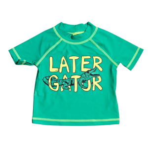 NWOT | Carter's "LATER GATOR" Alligator Graphic Swim Shirt | Green | 9M