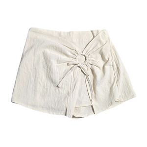 NWOT | Girls Cream Textured Cotton Wrap Skort | Ring Detail | Size 11Y