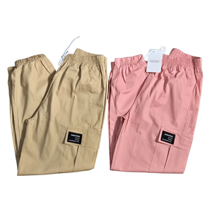 NWT | 2-Pack Boys' Cotton Cargo Pants | Khaki & Pink | Size 8/10