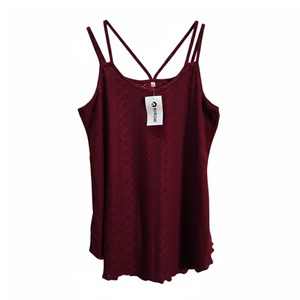 NWT | RIROW Burgundy Eyelet Lace Criss-Cross Cami | Scalloped Hem | Size M