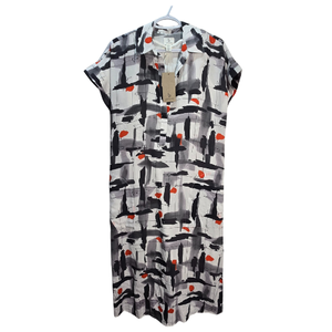 NWT | b new york Abstract Print Midi Dress | Button Front Placket | Size XS / TP