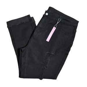 NWT | Gocolloa Black High-Waist Distressed Jeans | Frayed Hem | Size 20W