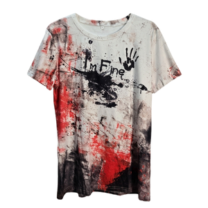 NWOT | "I'm Fine" Sarcastic Graphic Tee | Blood Splatter Print | Size Large