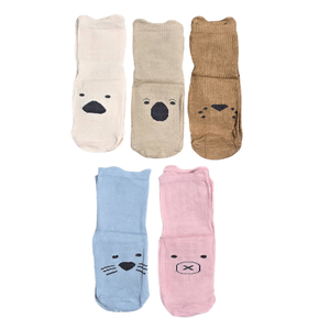 NIP | JAKIDAR Baby Non-Slip Animal Socks | 5-Pack Multi-Color | Gripper Bottoms | Size 6-12M