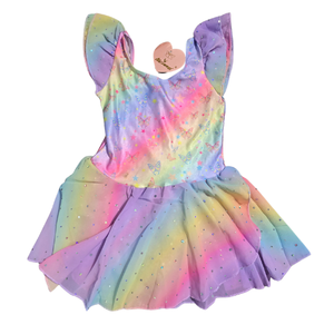 NWT | Miidmd Rainbow Butterfly Dance Leotard Dress | Rhinestones | Size (4/5)