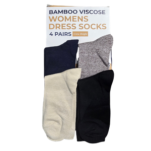 NIP | Women's Bamboo Viscose Dress Socks | 4-Pair Neutral & Heathered Set | Crew Height | Size 6-9