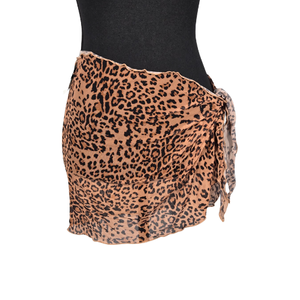 NWT | Sports Illustrated Leopard Mesh Sarong Wrap | Lettuce Edge | Size Medium