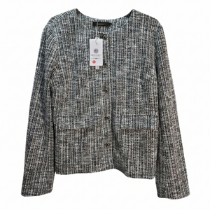 NWT | Merokeety Black & White Tweed Blazer | Silver Button Detail | Size Medium