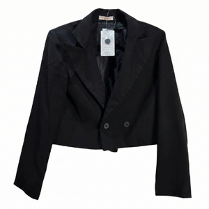 NWT | Kirundo Cropped Professional Blazer | Solid Black | Peak Lapel | Size Small