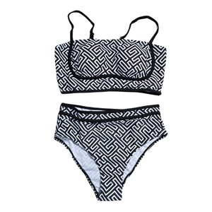 NWOT | Black & White Color-Block 2-Piece Swimsuit | Double Strap | Medium