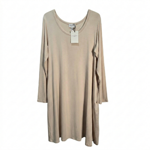NWT | Miss Lavish London Beige A-Line Dress | Functional Side Pockets | Soft Long Sleeve | Size XL