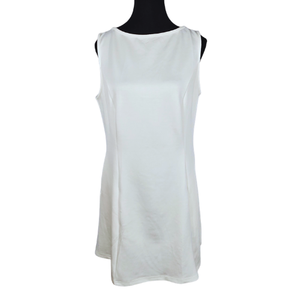 NWT | LILLUSORY White Sleeveless A-Line Dress | Sophisticated Boat Neck | Integrated Side Pockets | Size XL