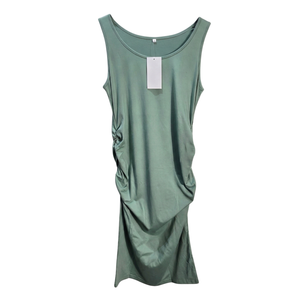 NWT | Sage Green Sleeveless Bodycon Dress | Artistic Side-Ruching Detail | Sophisticated Scoop Neck | Size Small