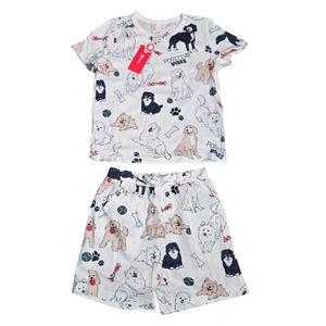 NWT | PatPat 2-Piece Dog Print Pajama Set | Shorts & Tee | Positive Vibes | 3-4Y