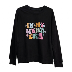NWOT | "In My Mama Era" Retro Graphic Sweater | Artistic Pastel Typography | Onyx Black | Size Large