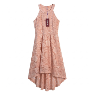 NWT | GORLYA Girls' Floral Lace Party Dress | High-Low Hem | Peach Rose | 12Y
