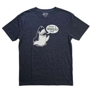 NWOT | Crazy Dog T-Shirts "Have a Grrreat Day" Shark Tee | Artistic Humor Silhouette | Navy | Size XL
