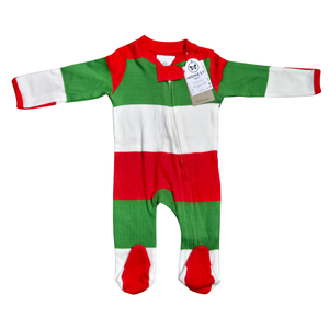 NWT | Honest Baby Organic Cotton Holiday Sleeper | Festive Stripe | Red Green White | 0-3M