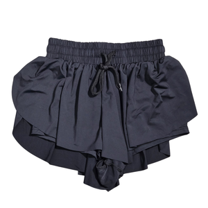 NWOT | Black Butterfly Ruffle 2-in-1 Active Shorts | Artistic Flowy Running Skort | Onyx | Size 4/5