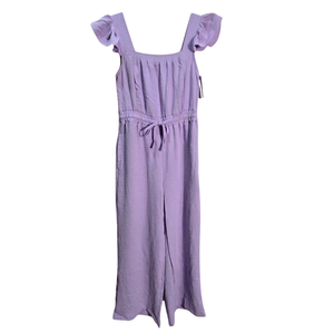 NWT | Youruikey Girls' Textured Wide-Leg Jumpsuit | Artistic Ruffle Sleeve Silhouette | Lavender | Size 8Y