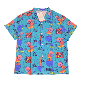 NWT | SANGTREE Boys' "Astro Dino" Button-Up Shirt | Artistic Space Dinosaur Motif | Teal | Size 12