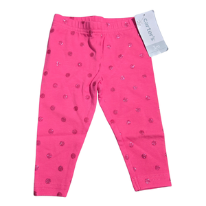NWT | Carter's Baby Girl Glitter Polka Dot Leggings | Artistic Shimmer Motif | Hot Pink | Size 3 Months