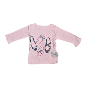 NWT | Carter's Baby Girl Ballet Slipper Graphic T-Shirt | Artistic Shimmer Bow Motif | Pastel Pink | Size 3 Months
