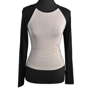 NWT | AVANOVA Women's Two-Tone Raglan Baseball Tee | Artistic Color-Block Silhouette | Onyx & Heather Grey | Size XS