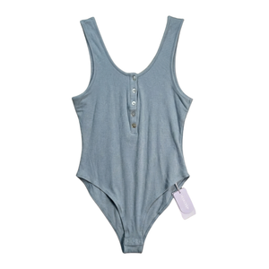 NWT | MANGOPOP | Dusty Blue | Ribbed Henley Bodysuit | Large