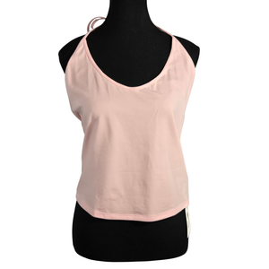 NWT | Laslulu Women's Tie-Up Halter Neck Top | Artistic Open Back Silhouette | Blush Pink | XL