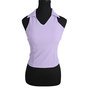 NWOT | Women's Ribbed Collared V-Neck Tank Top | Artistic Racerback Performance Silhouette | Pastel Purple | Medium