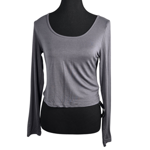 NWT | Ficerd Women's Long Sleeve Scoop Neck Top | Artistic Minimalist Silhouette | Heather Gray | X-Large