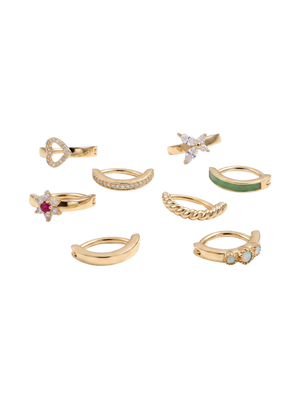 8 Pack Gold Fashion Clicker Belly Button Rings Set