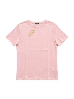 NWT | Eadinve Women's Soft Stretch Crew Neck Short Sleeve Tee | Artistic Essential Comfort Silhouette | Light Pink | Large