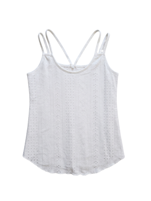 NWOT | Women's Eyelet Knit Tank Top | Artistic Multi-Strap Strappy Back Silhouette | Crisp White | Small